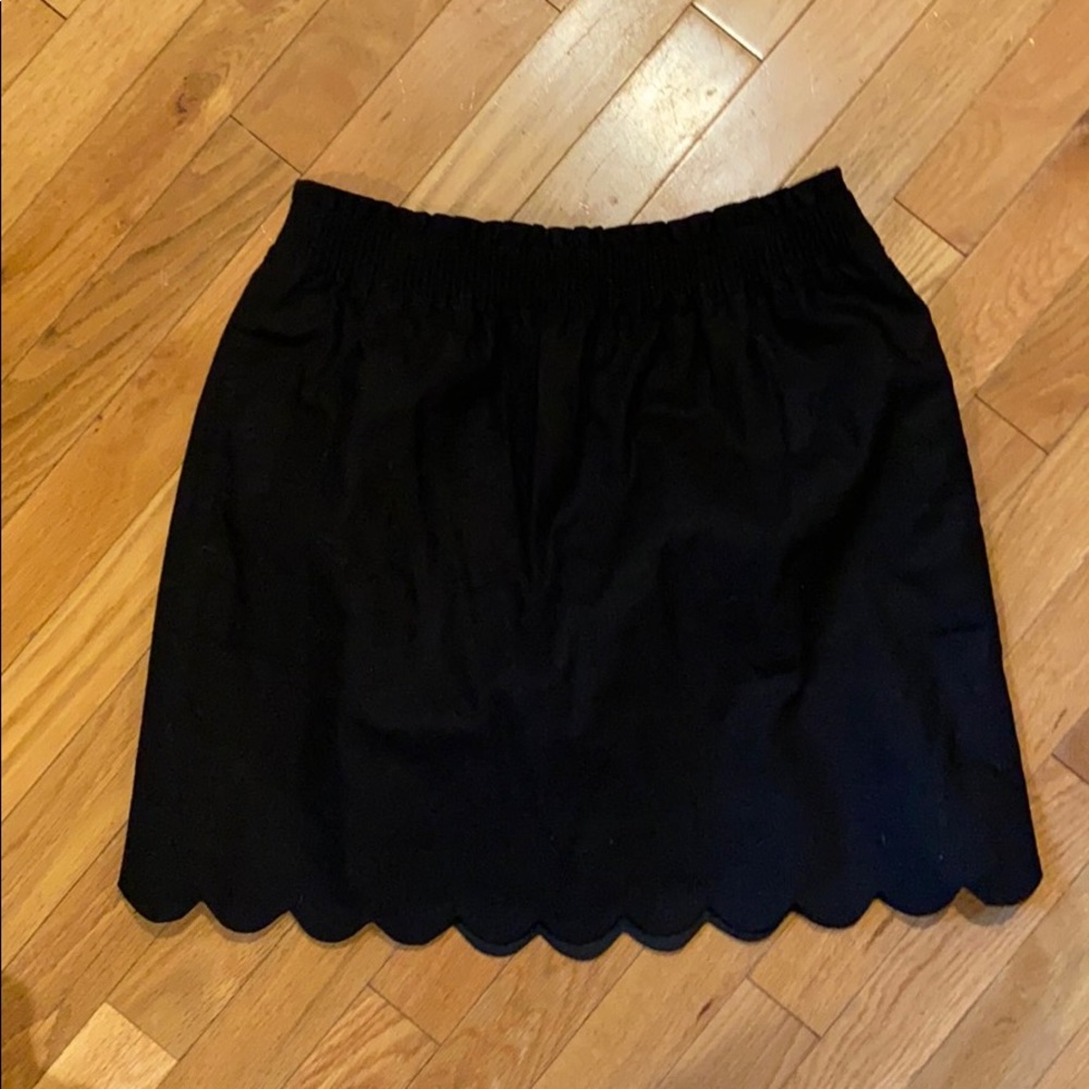 J Crew Factory Scalloped Linen-Cotton Skirt